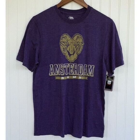 Amsterdam Rams Tee Shirt Unisex Medium Purple Gold Crew Neck Short Slv Pel Ath - Picture 1 of 3